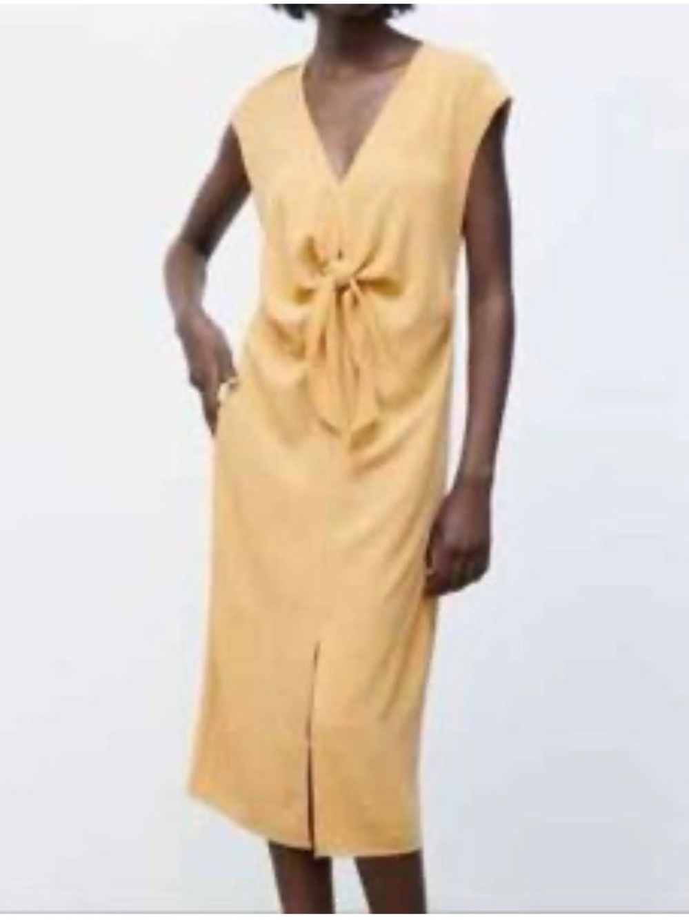 Zara Sleeveless Tie-Front/Knot Midi Dress-Size Small-NWT